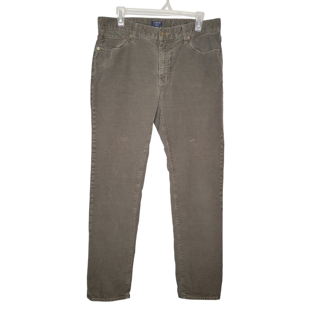 J.Crew Flex Slim Corduroy Pants Mens 33x32 Olive Green 5-Pocket Cords